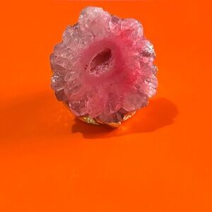 Fashion jewelry stainless steel natural crystals druzy ring adjustable